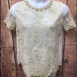 Plus Size Ivory Blouse beaded and beautiful detail